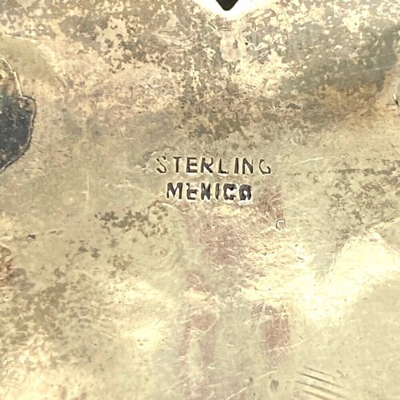 VTG Sterling Silver 925 Mexico Bezel Set Loaf Faceted Double Amethyst Brooch - Picture 8 of 16